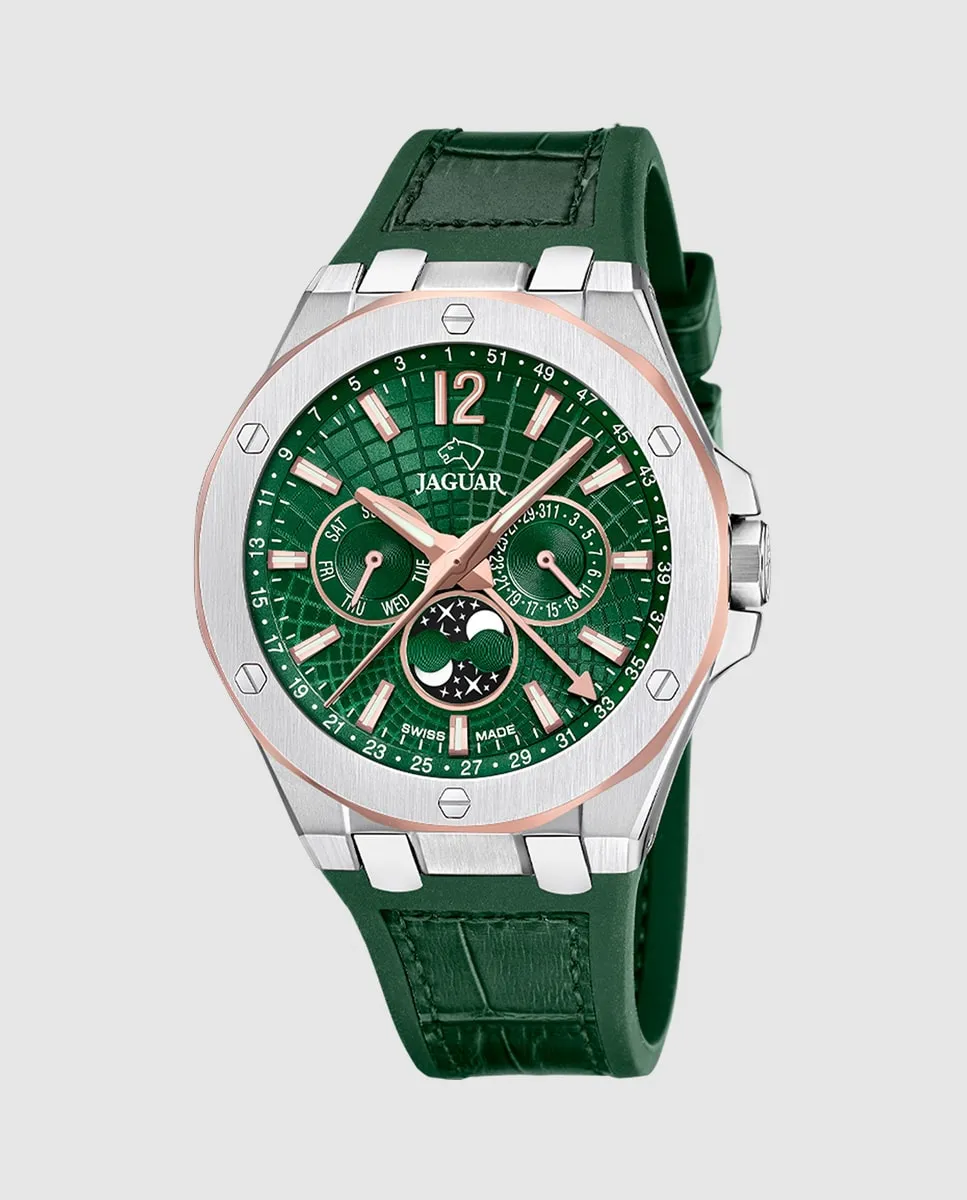

J1040/3 Дипломатические мужские часы в зеленой коже Jaguar, зеленый