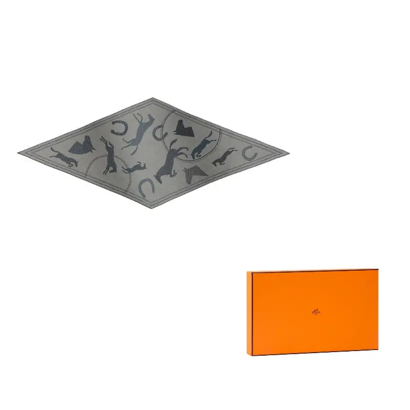 

HERMES Серый кашемировый шарф для мужчин, Gray