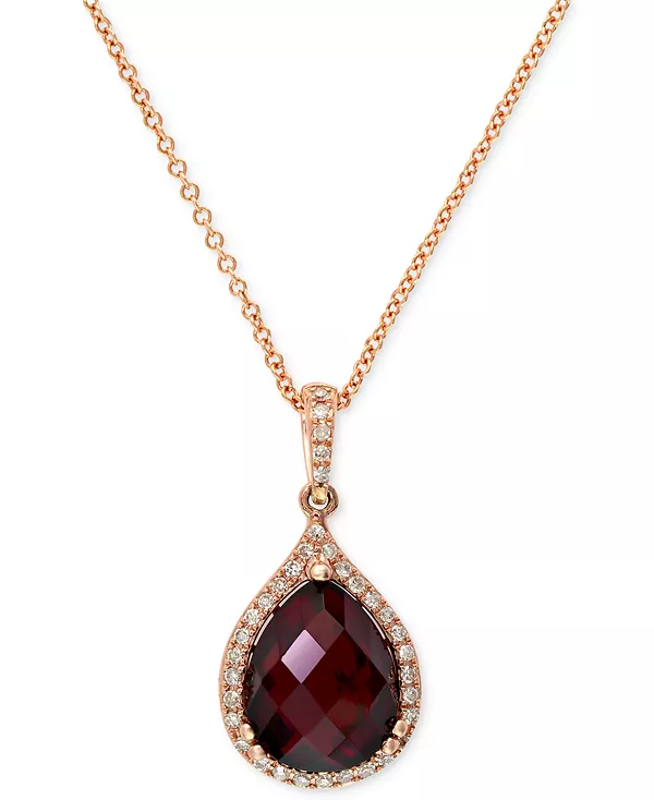 

Подвеска в форме груши с гранатом Эффи (4-1/5 карата) и бриллиантом (1/8 карата) из 14-каратного розового золота Effy Collection, garnet