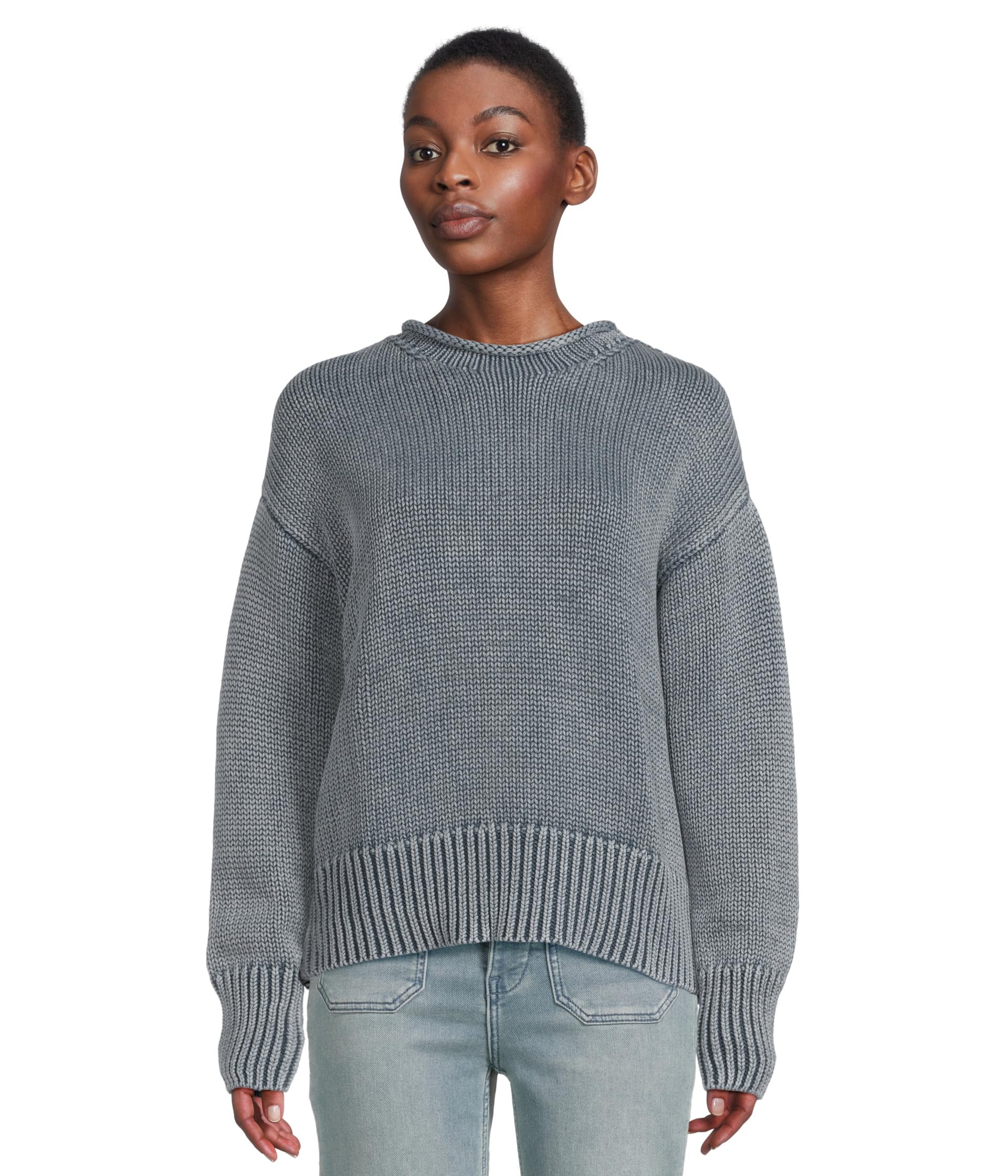 

Свитер Faherty Sunwashed Cotton Roll Neck Sweater, синий