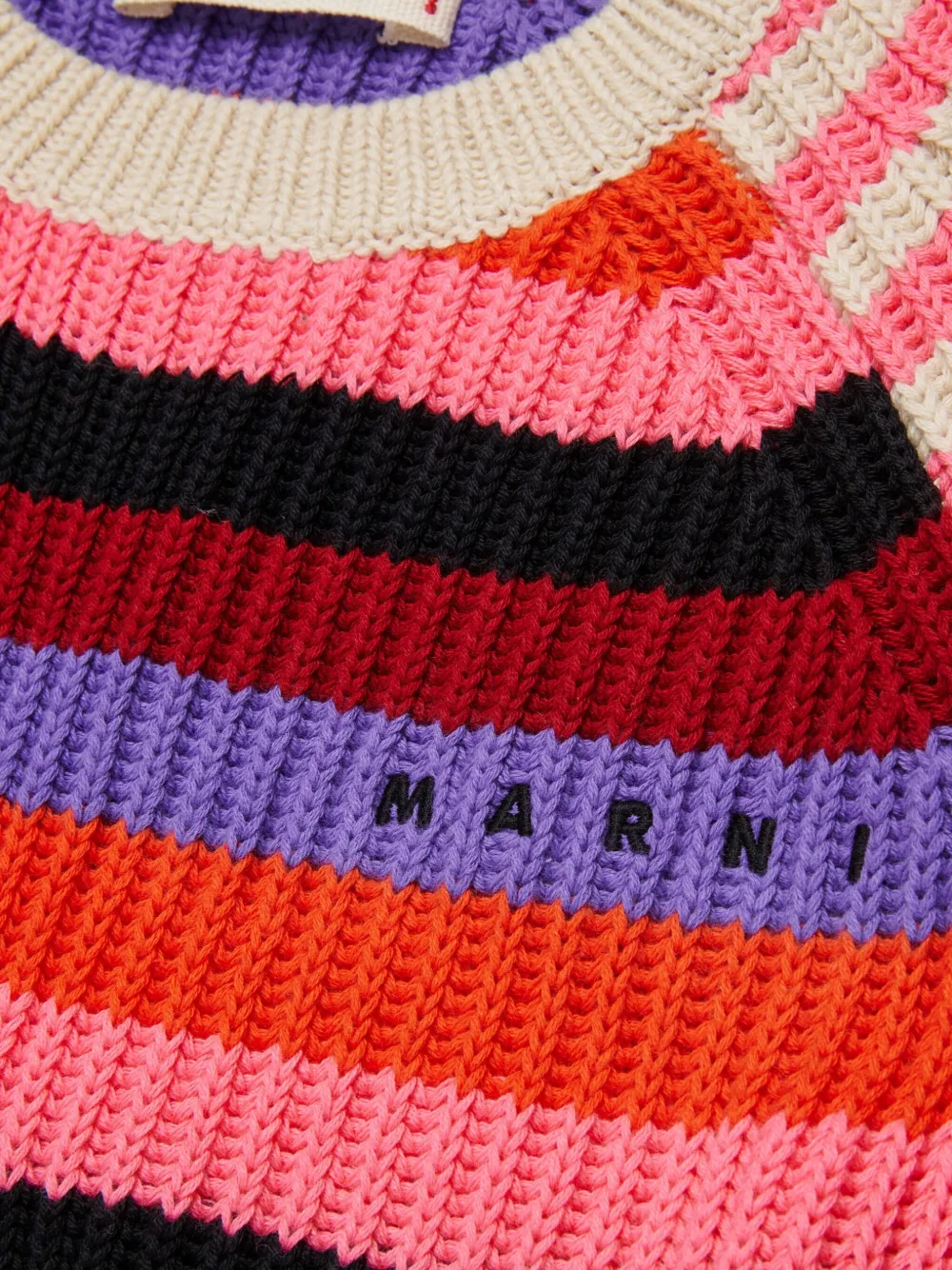 Трикотажная футболка в полоску Marni Kids, розовый — фото 4
