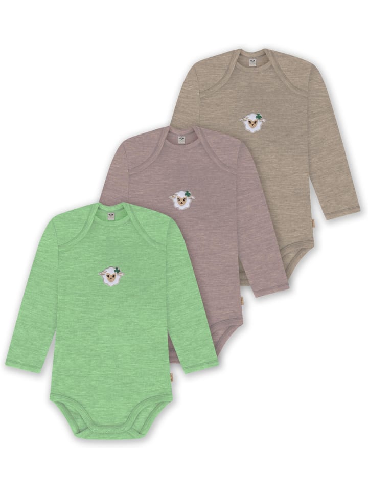 

Normani Outdoor Sports Комплект из 3 детских боди с длинными рукавами из мериносовой шерсти, цвет Окленд, бежевый/розовый/зеленый