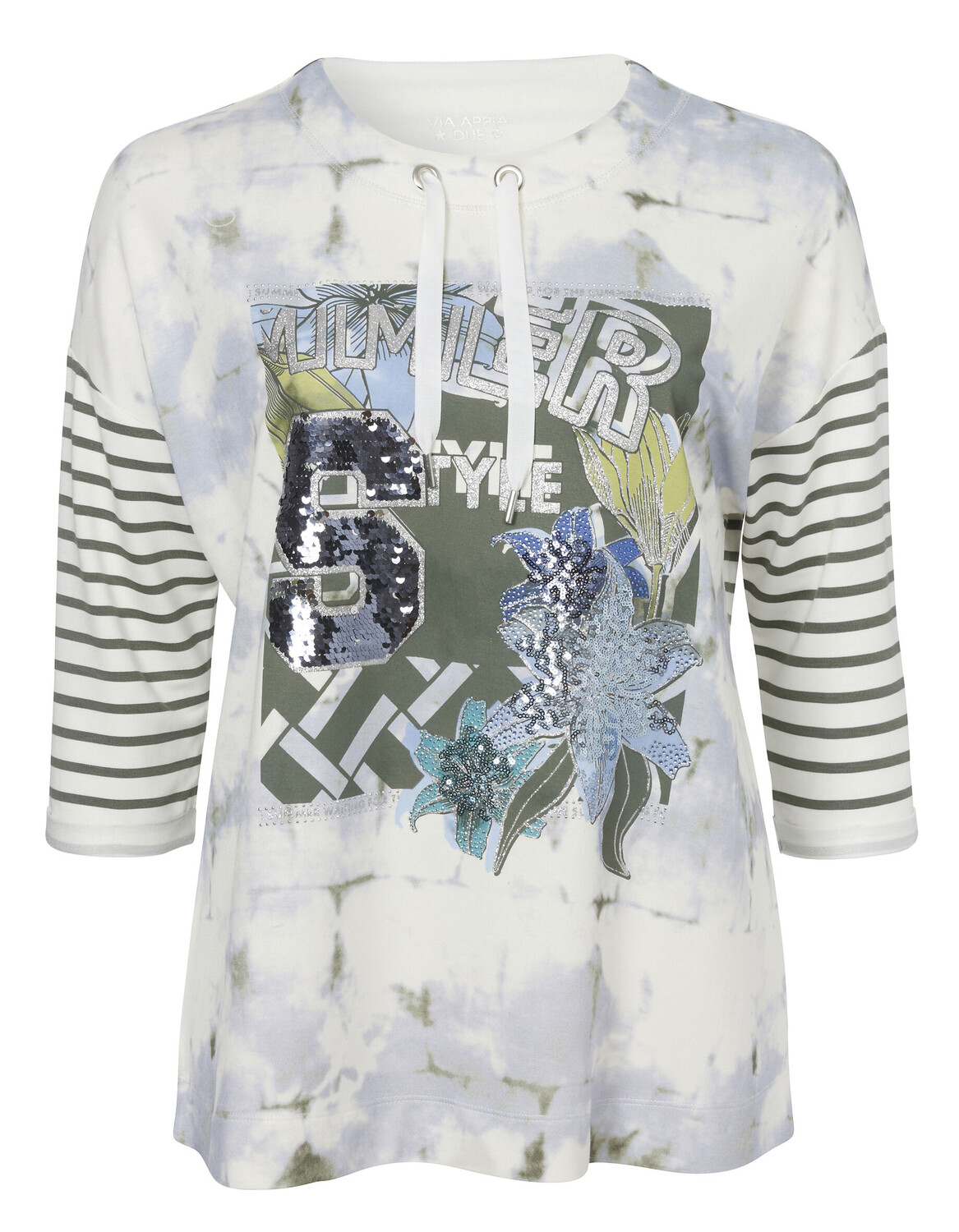 

Толстовка VIA APPIA DUE Pullover Sportives mit grafischem Motiv, цвет ecru multicolor