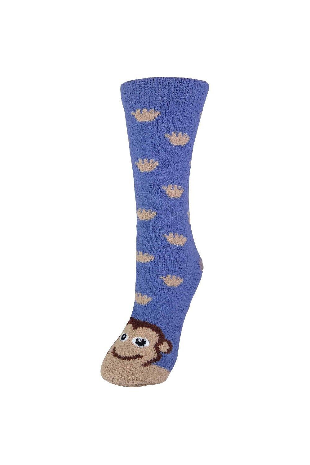 

Мягкие пушистые нескользящие носки-тапочки с рисунками животных Sock Snob, синий