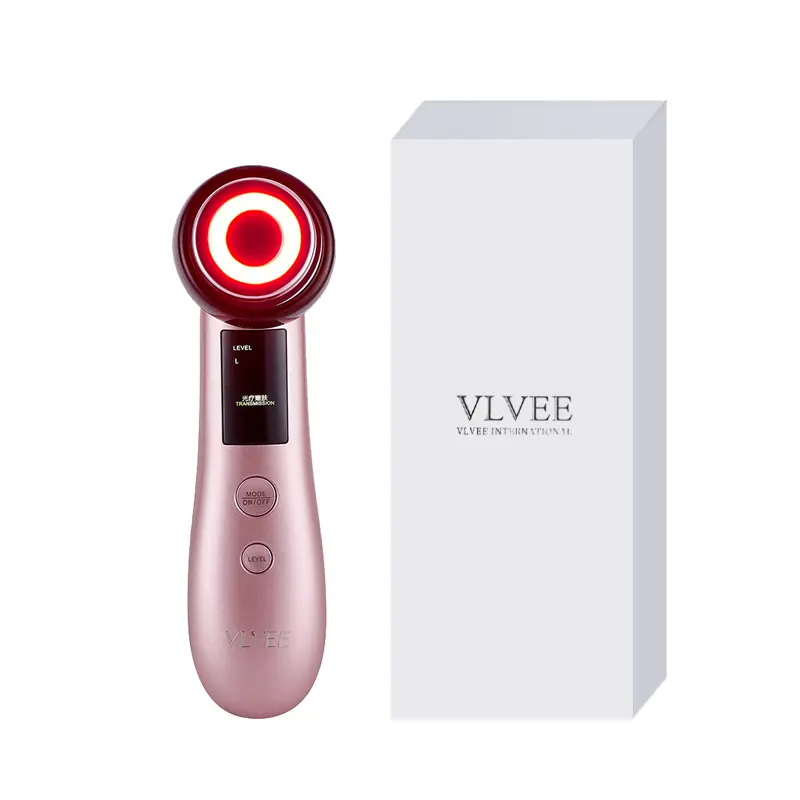 

VLVEE Многофункциональный красный свет прибор для красоты домашний лицевой массажер теплый ион вибрация доставка и экстракция устройство для красоты V709P