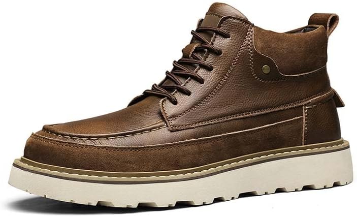 

Мужские премиальные кожаные повседневные ботинки, мужская модная обувь, ботинки до середины голени с плоской подошвой, чукка, оксфорды, деловые повседневные ботинки, кроссовки, на шнуровке, с толстой подошвой, противоскользящие Generic, коричнев...