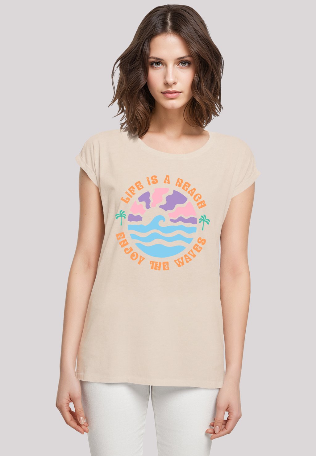 

Футболка с принтом LIFE IS A BEACH ENJOY THE WAVES F4NT4STIC, песочный