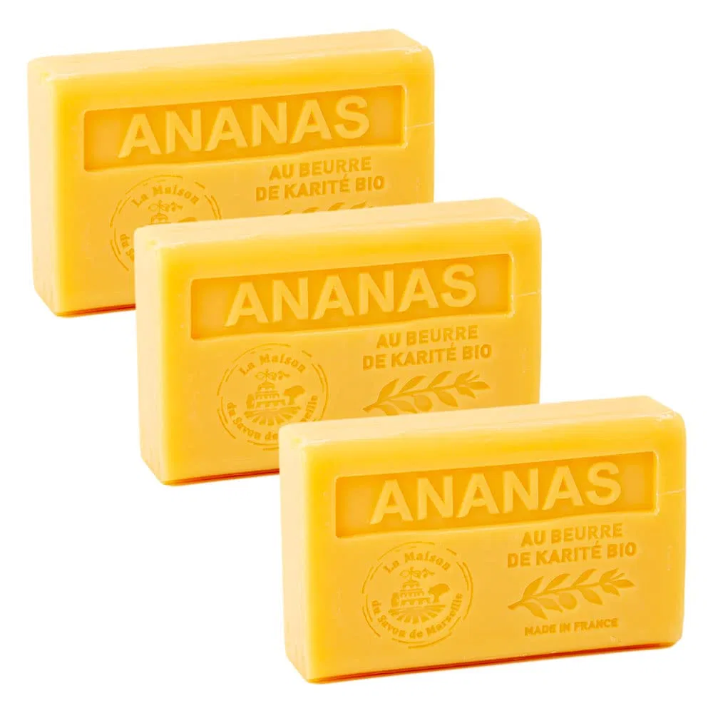 Набор французского мыла с маслом ши, аромат ананаса, 3 x 125 г La Maison Du Savon