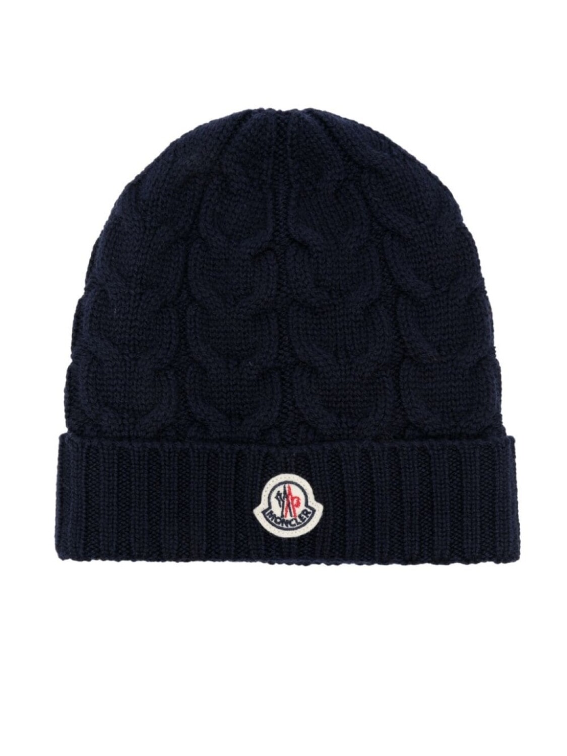 

Moncler Enfant шапка бини фактурной вязки с логотипом, синий