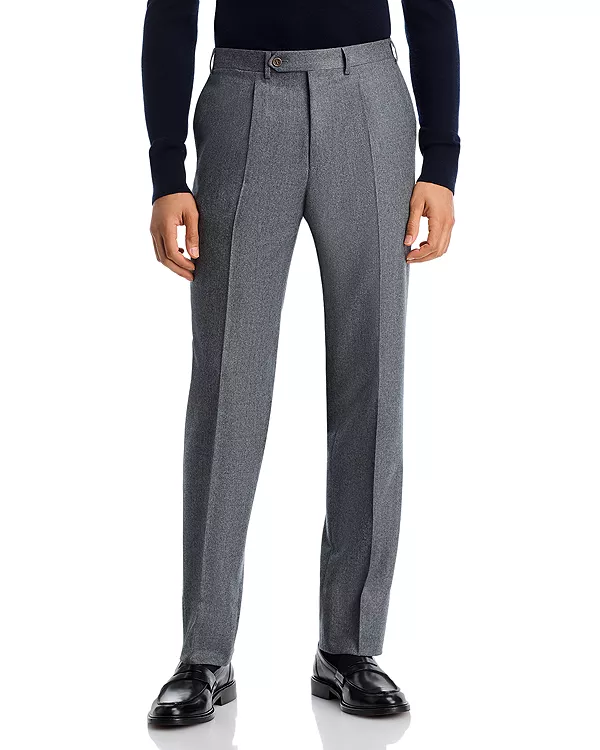 

Зауженные плиссированные шерстяные фланелевые брюки Monza Canali, серый