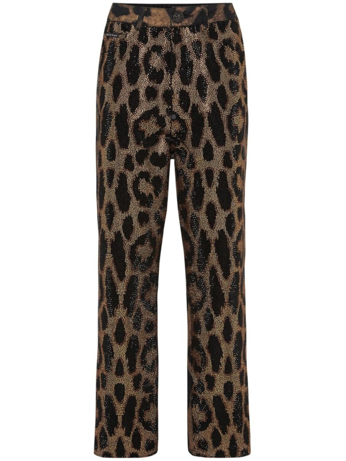 

Philipp Plein crystal-embellished leopard jeans, коричневый