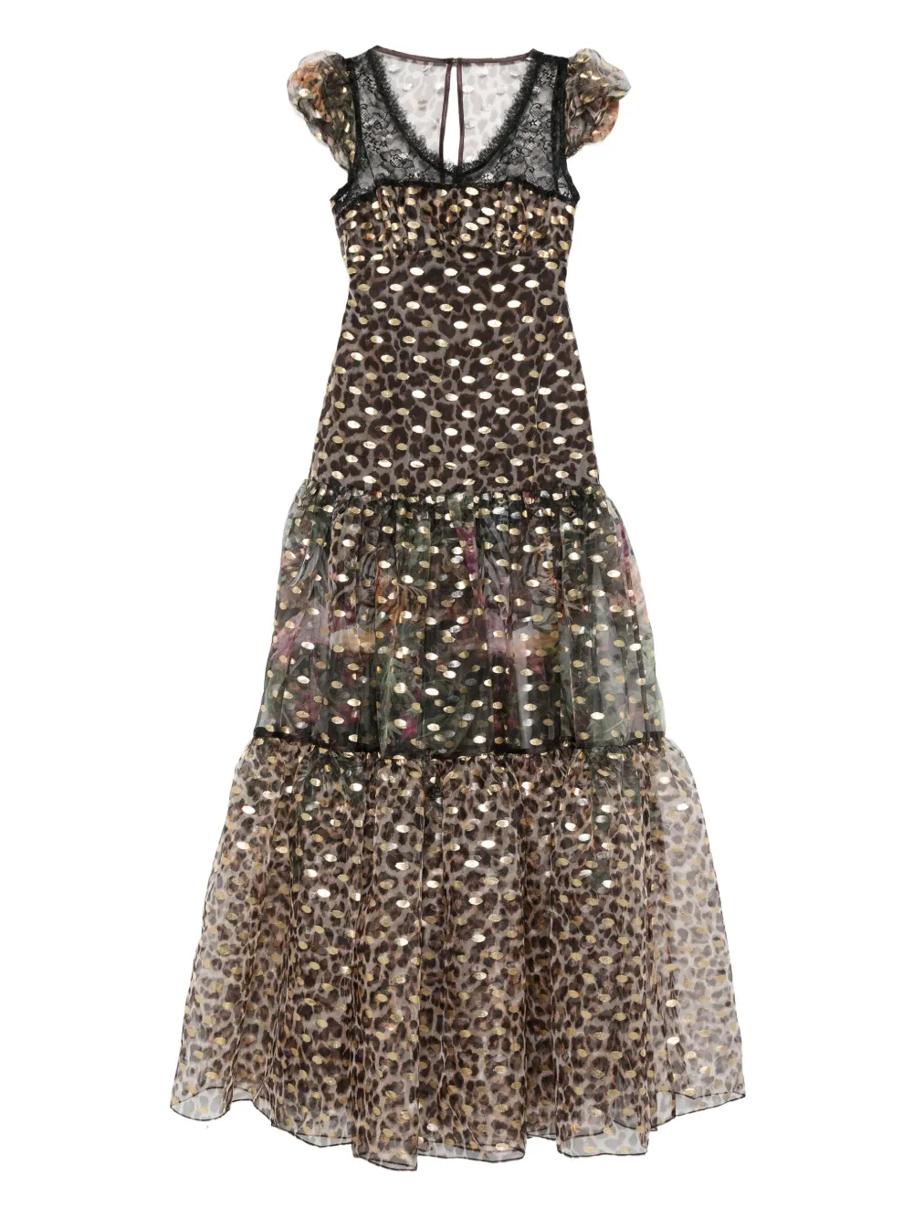 

Макси-платье с панелями с анималистичным принтом MIAU by Clara Rotescu, черный