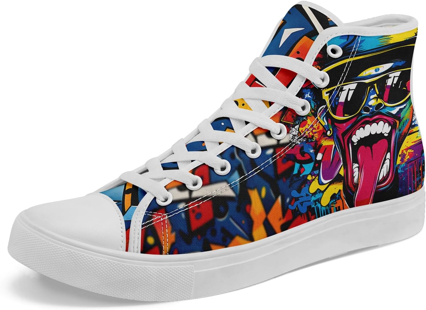 

Унисекс высокие кеды с принтом граффити, стильная уличная обувь, разноцветные текстильные кроссовки для женщин, удобная повседневная обувь для прогулок Coolcustomize