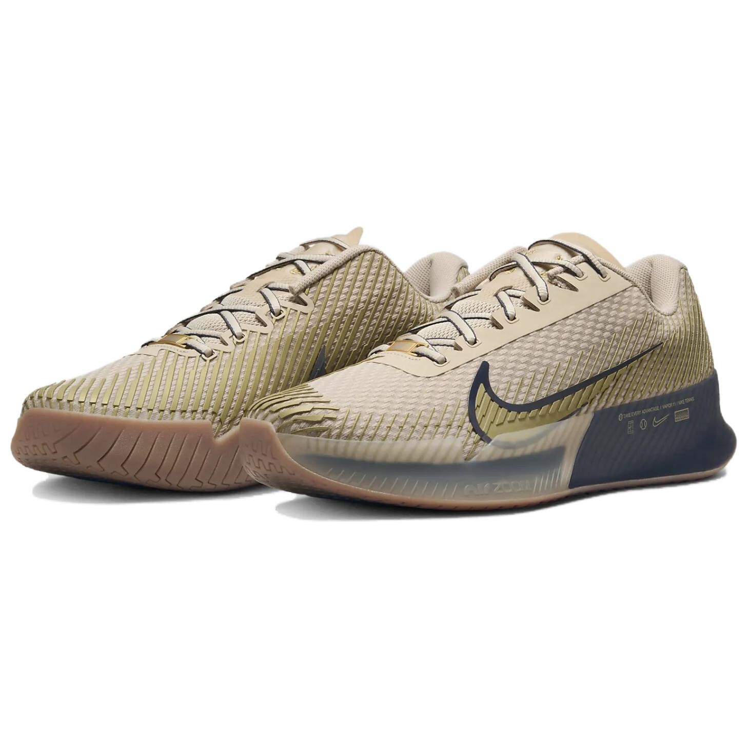 Кроссовки Nike Court Vapor Tennis Shoes Men Low-top Sanddrift/Thunder Blue/Gum Medium Brown/Metallic Gold, синий — фото 2