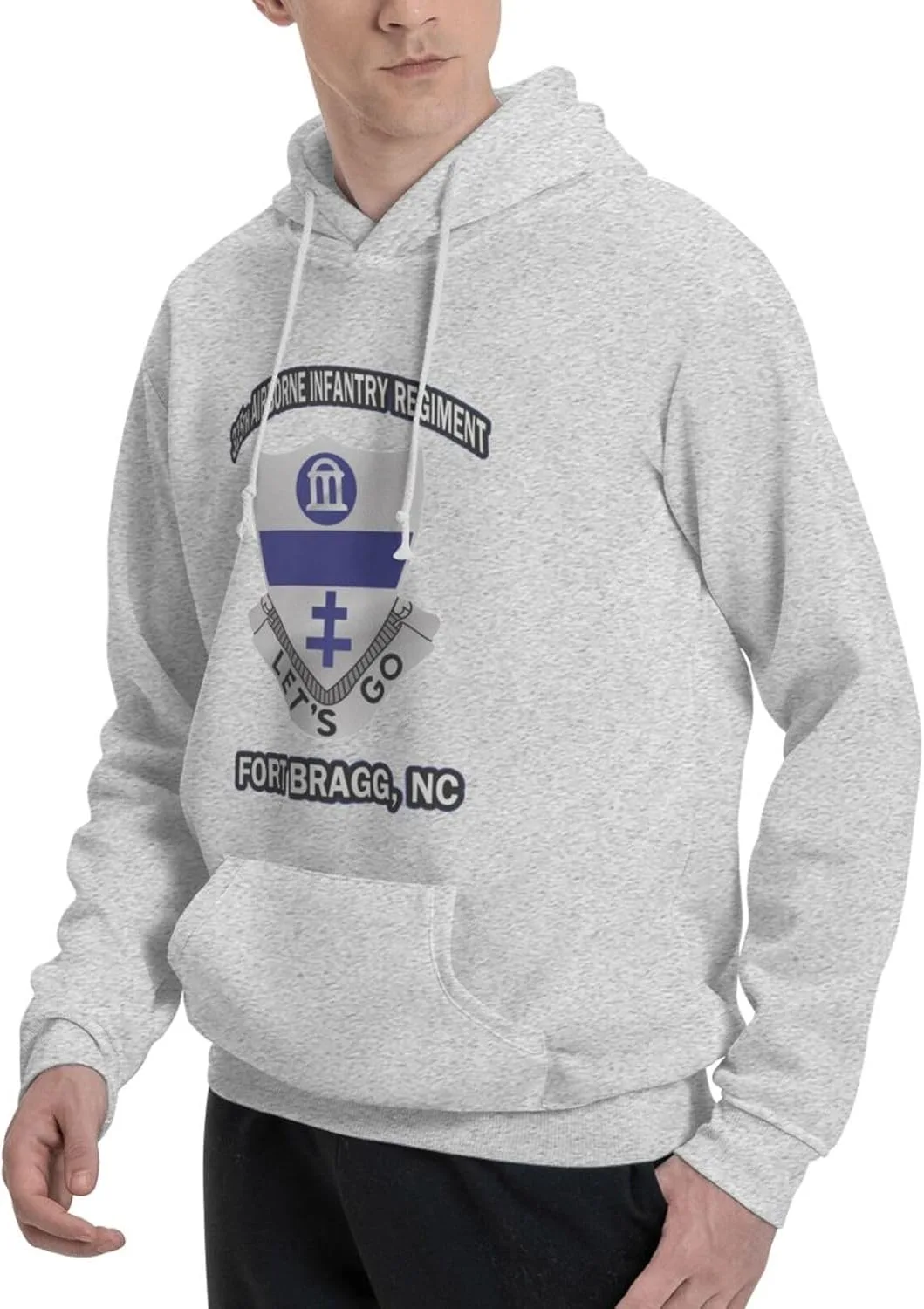 Generic Свитшот с капюшоном и карманом 325th Airborne Infantry Regiment, мужской, черный — фото 3