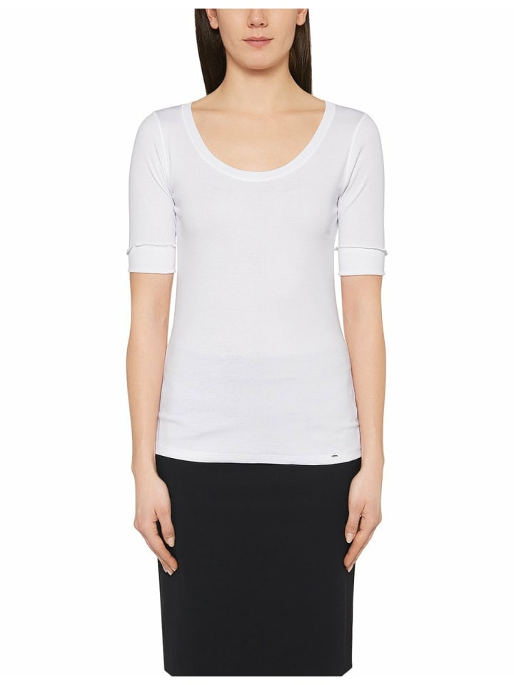 

Женская футболка с круглым вырезом белого цвета MARC CAIN