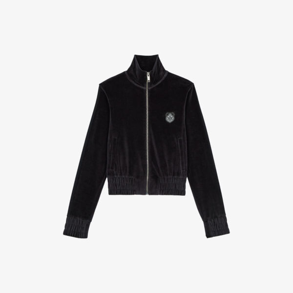 

Велюровая куртка на молнии с логотипом-нашивкой The Kooples, черный