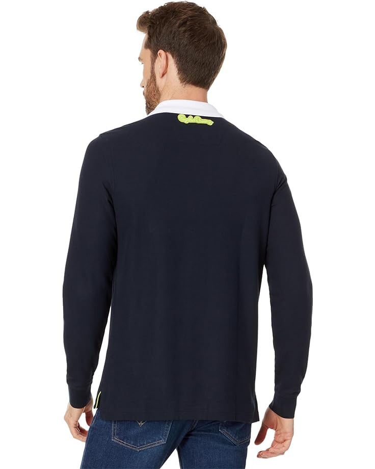

Поло Psycho Bunny Cleveland Long Sleeve Chainstitch Pique Polo, темно-синий