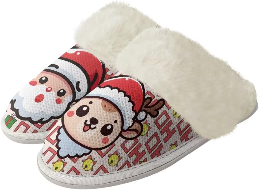 

Женские и мужские рождественские тапочки с нескользящей подошвой, пушистые домашние туфли с резиновой подошвой для дома Xixirimido, Christmas Ho