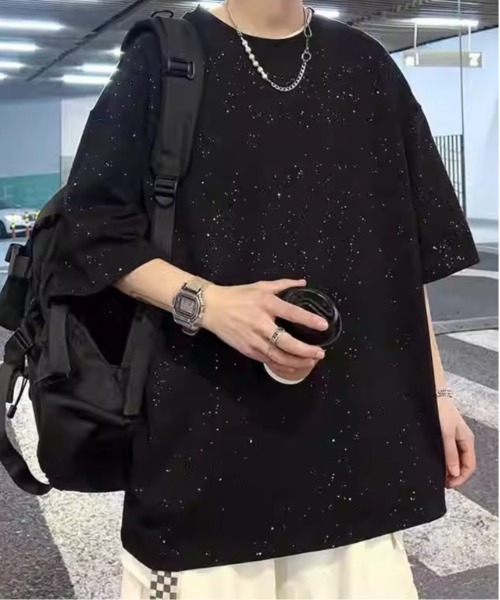 

Футболка оверсайз с блестящим принтом Evo+Revo, черный