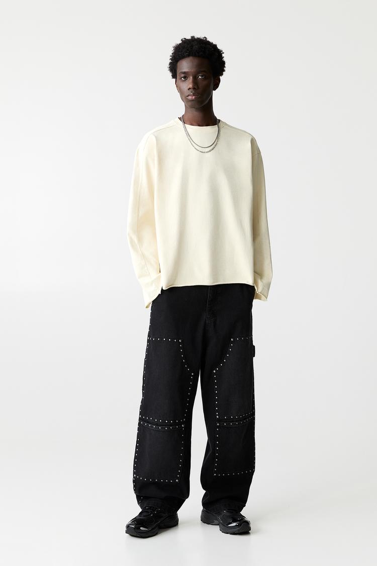 

Плотницкие джинсы с заклепками Pull And Bear, черный