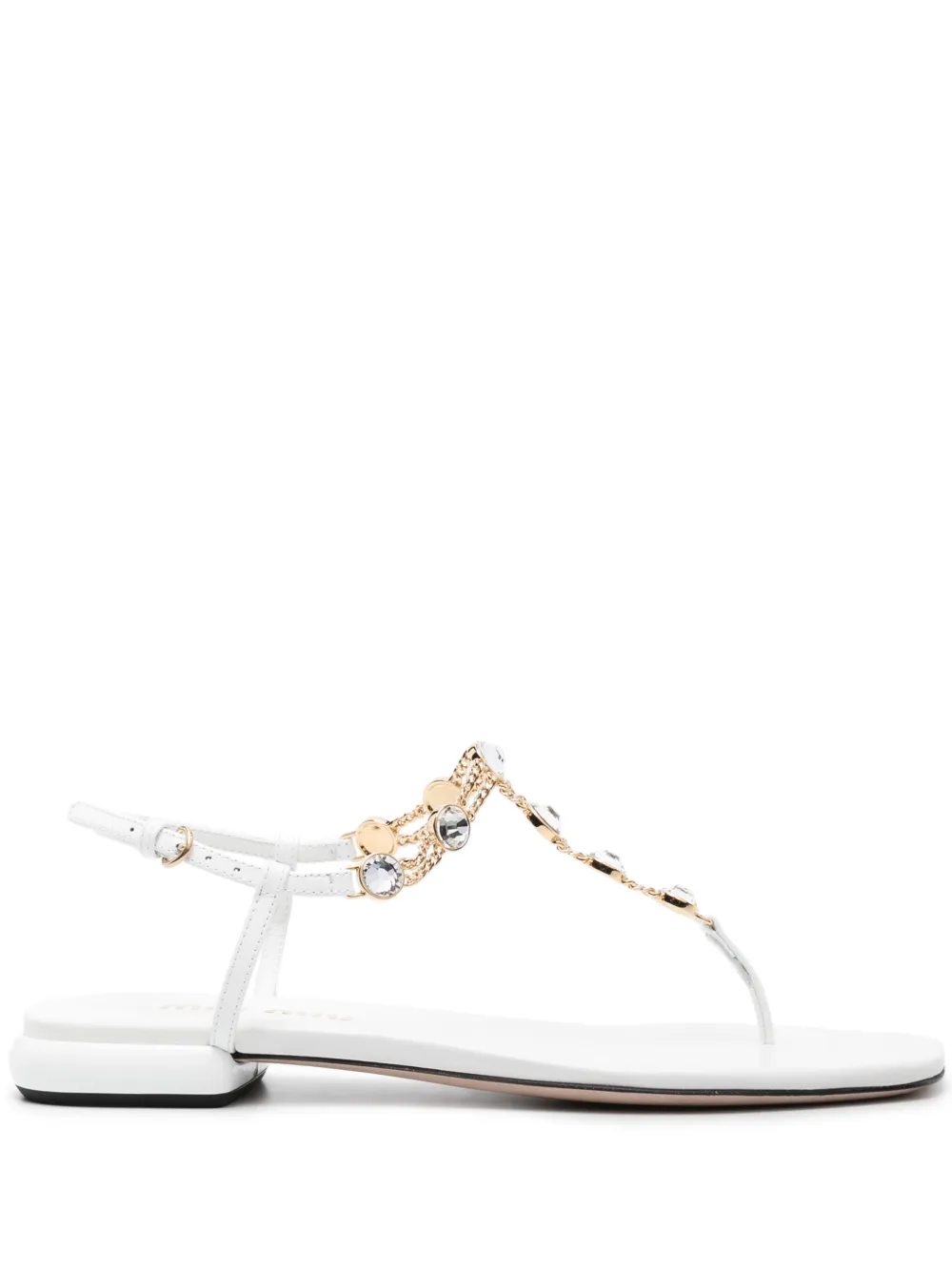 Сандалии с кристаллами MIU MIU, белый