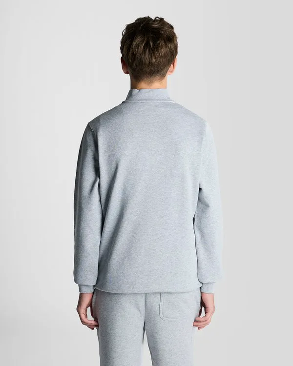 Унисекс толстовка с застежкой-молнией на четверть длины Lyle & Scott, Light Grey Marl — фото 3
