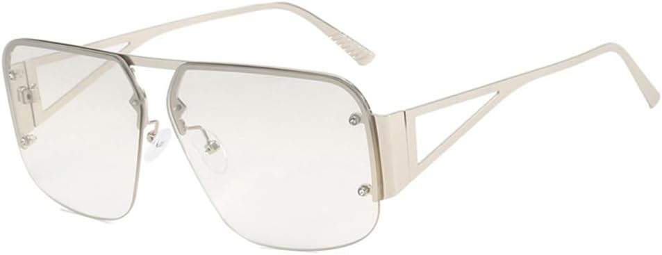 

Безободковые металлические солнцезащитные очки для женщин, винтажные солнцезащитные очки для мужчин, полуободковые солнцезащитные очки с градиентным переходом, защита от УФ-излучения UV400 KTUCN, Silver