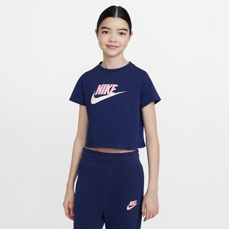 

Детская футболка укороченная спортивная одежда Nike, синий
