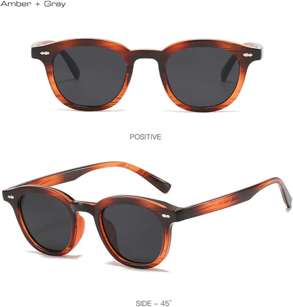 

Солнцезащитные очки UV400 для мужчин и женщин | Круглые заклепки, цвет леопардовый | для вождения и занятий спортом на открытом воздухе generic, Amber Gray