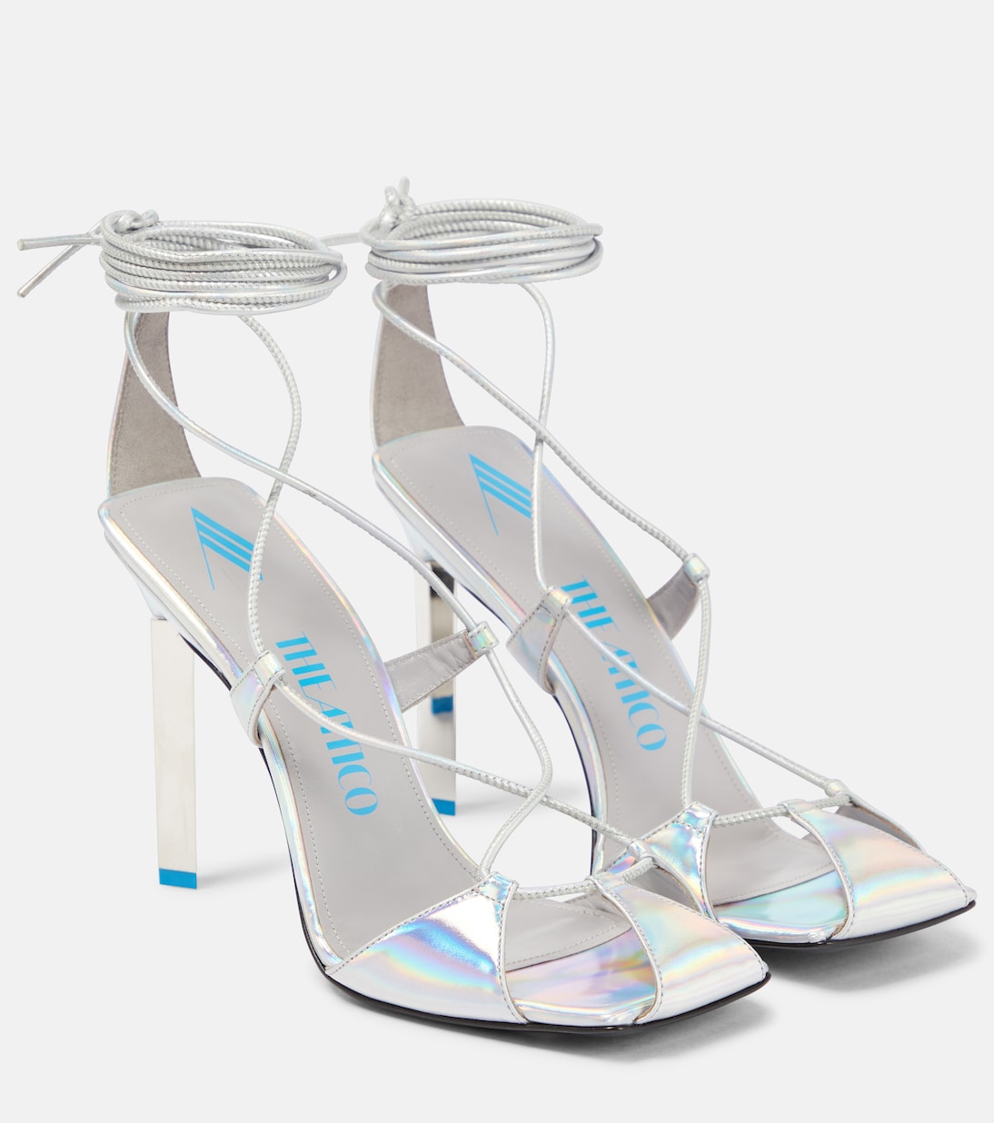 Сандалии Adele из металлизированной кожи The Attico, Holographic Silver