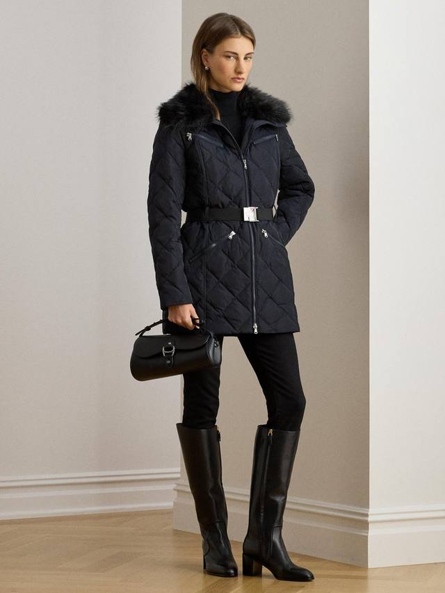 

Пальто Lauren с отделкой из искусственного меха и ромбовидной стёжкой Ralph Lauren, Navy