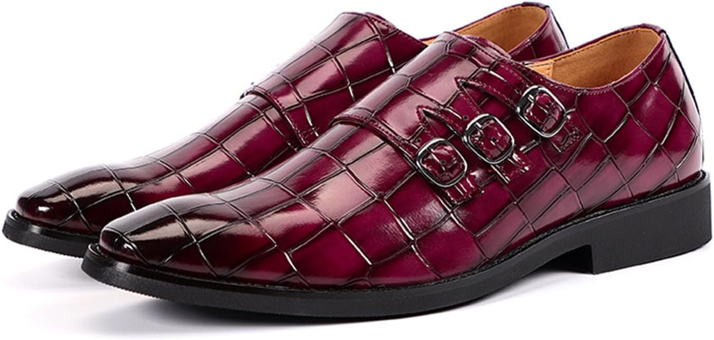 

Мужские классические лоферы с двумя пряжками из лакированной кожи, с закрытым носком, для официального и делового стиля, винтажные, удобные, нескользящие, для свадьбы и формальных мероприятий Myallfeet, фиолетовый