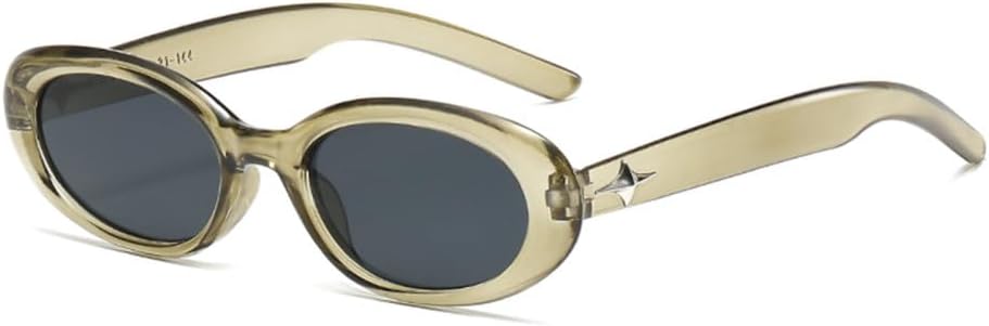 

Классические винтажные овальные солнцезащитные очки 2027 года для женщин, маленькие овальные солнцезащитные очки, ретро-солнцезащитные очки для мужчин с заклепками MTZJH, Clear Green