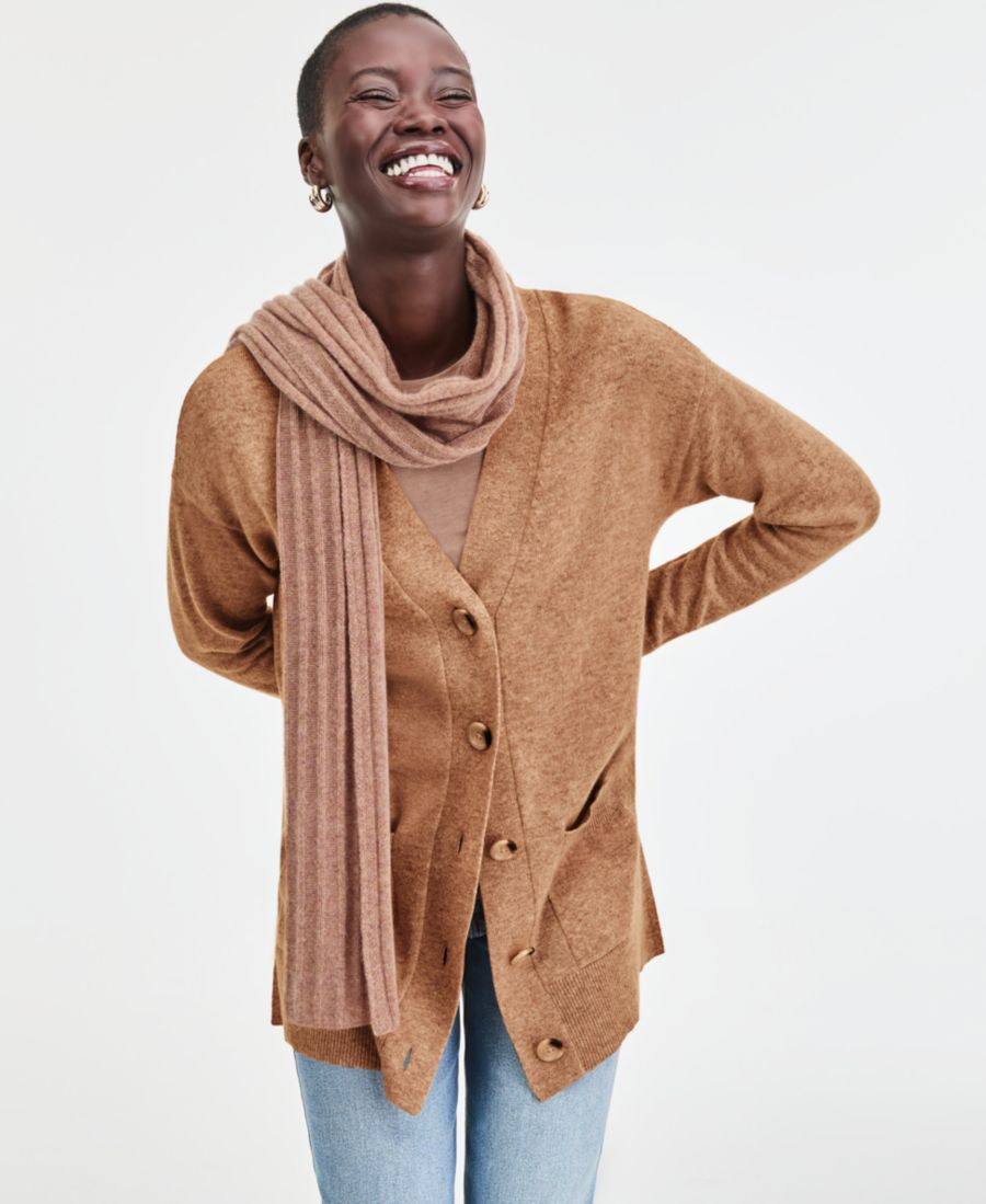 

Женский кардиган на пуговицах из 100% кашемира, размеры XS-3X Charter Club, Warm Praline Heather