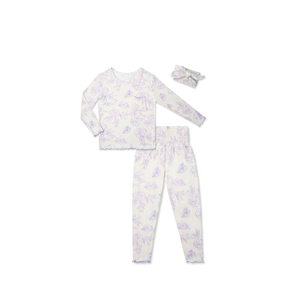 

Комплект для маленьких девочек: облегающая двухкомпонентная пижама с длинными рукавами и головной платок Чарли Everly Grey, Bali