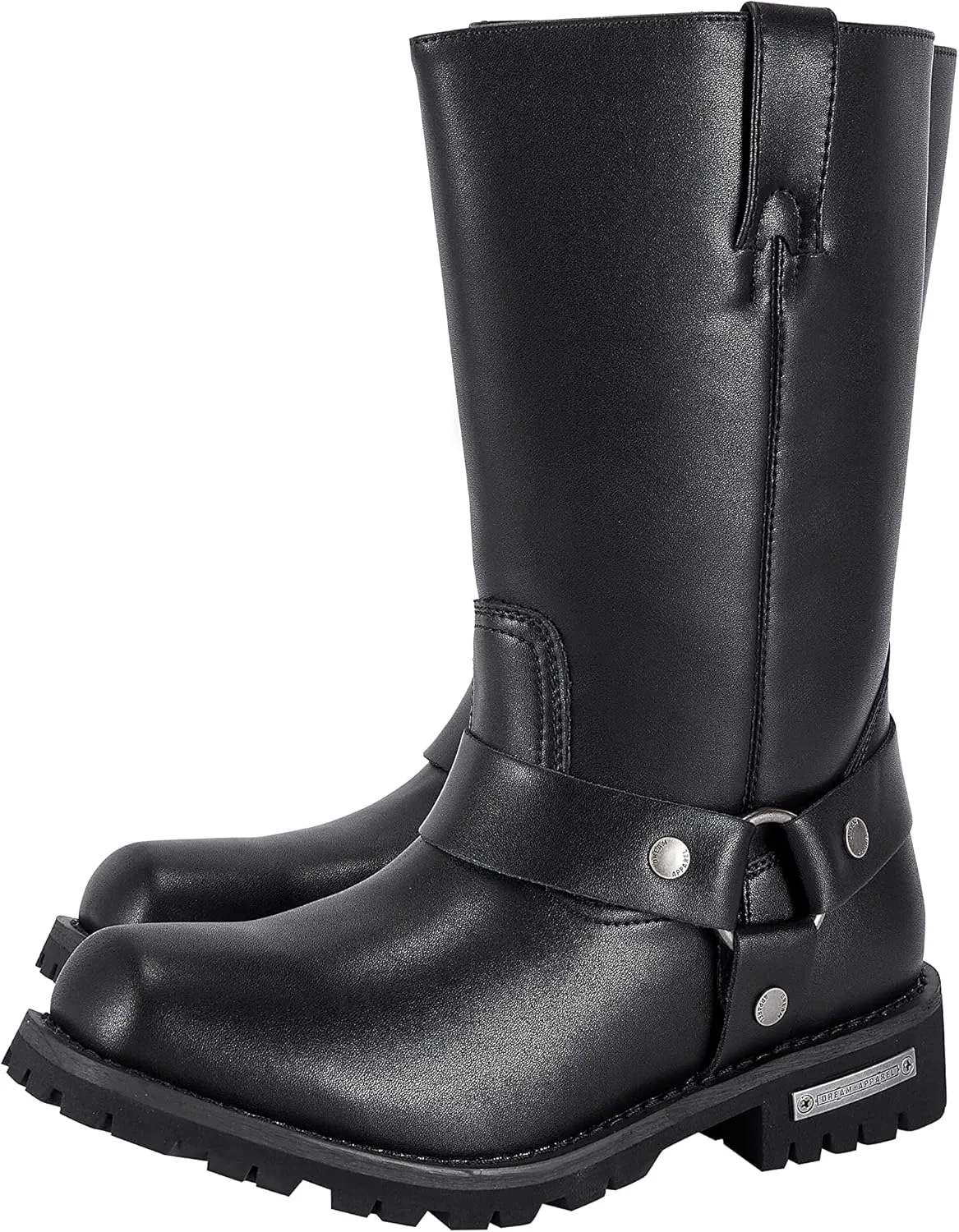 

Мужские ботинки GARGOYLE BELLS с ремнями на запряжку, кожаные мотоциклетные ботинки черного цвета, водонепроницаемые байкерские ботинки для мужчин - низкий каблук