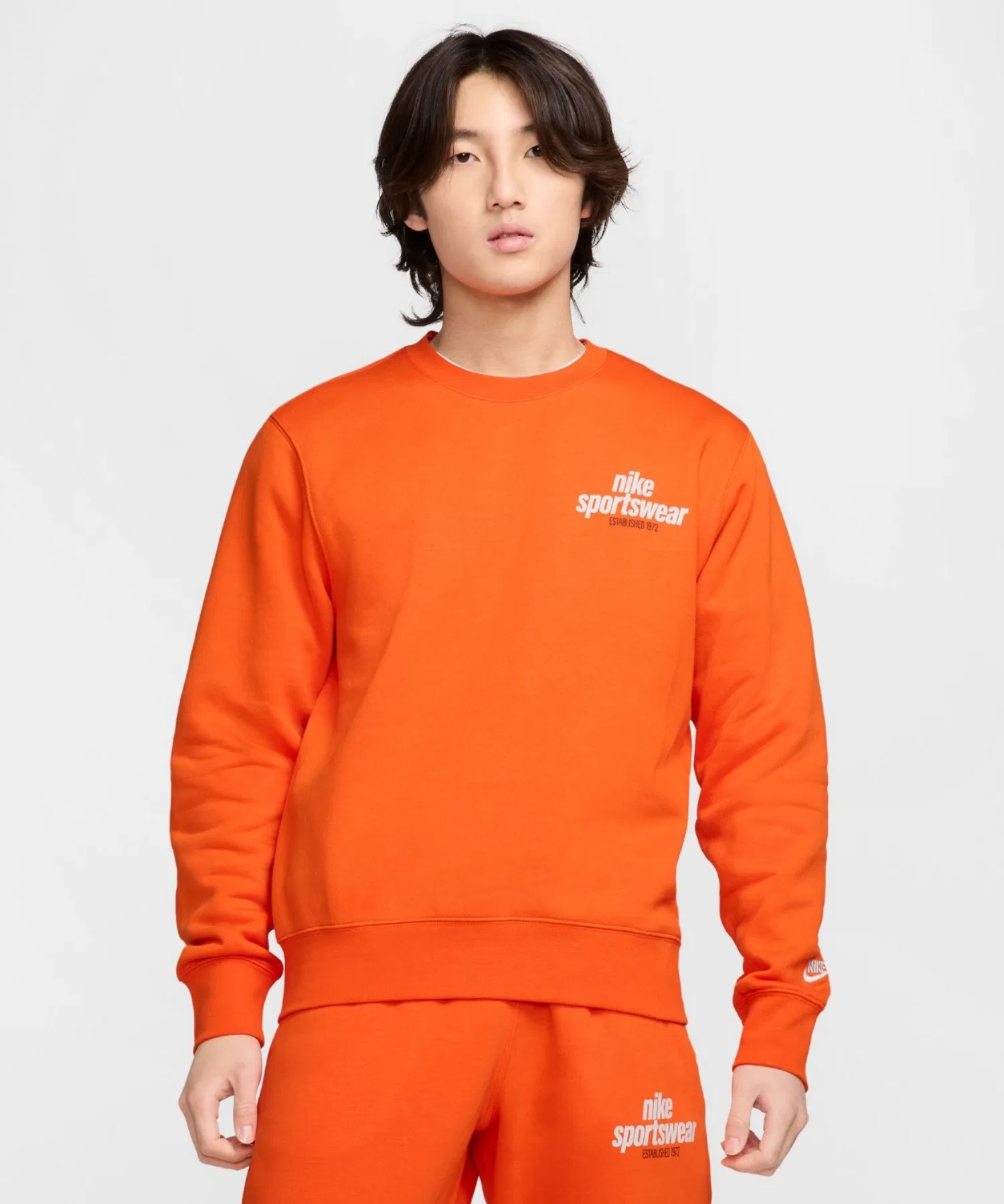 《В наличии комплект》 Мужская флисовая толстовка Nike Club HJ2174-819, ярко-оранжевого цвета