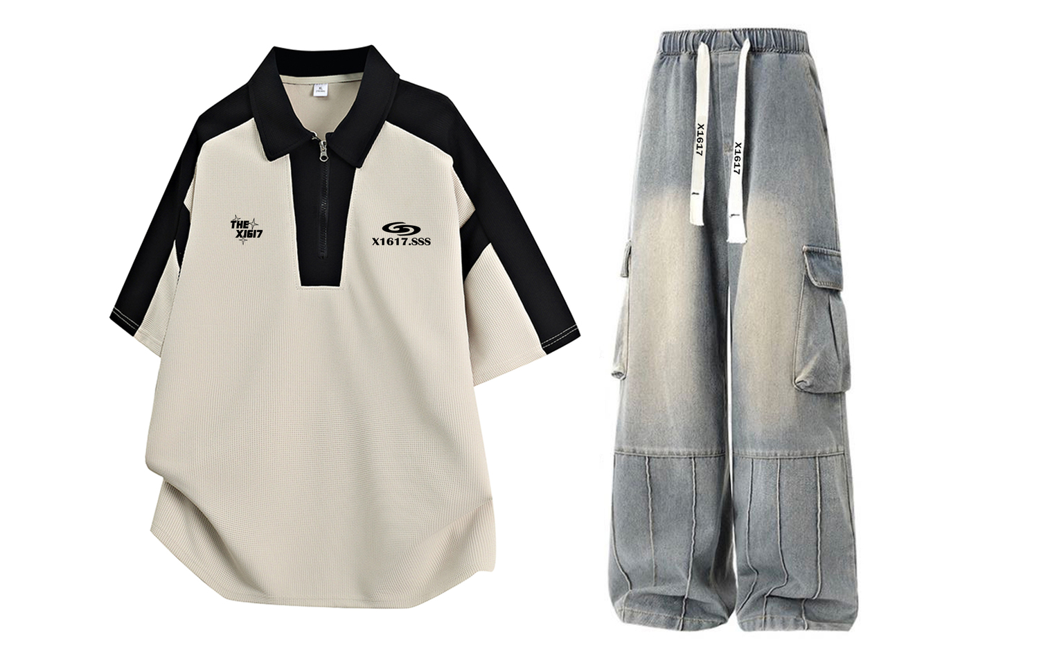 

Повседневная спортивная одежда Unisex V-образный вырез Moderate X1617, оранжевый top+синий pants