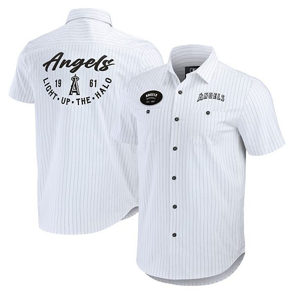 

Мужская белая рубашка с коротким рукавом Los Angeles Angels в полоску Darius Rucker Collection By Fanatics