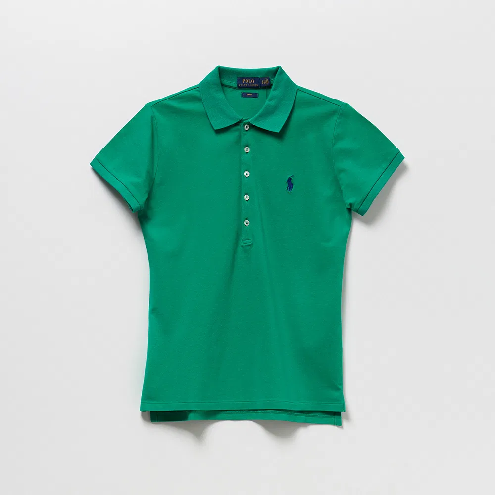 Женская футболка поло Slim Fit зелёного цвета от Polo Ralph Lauren