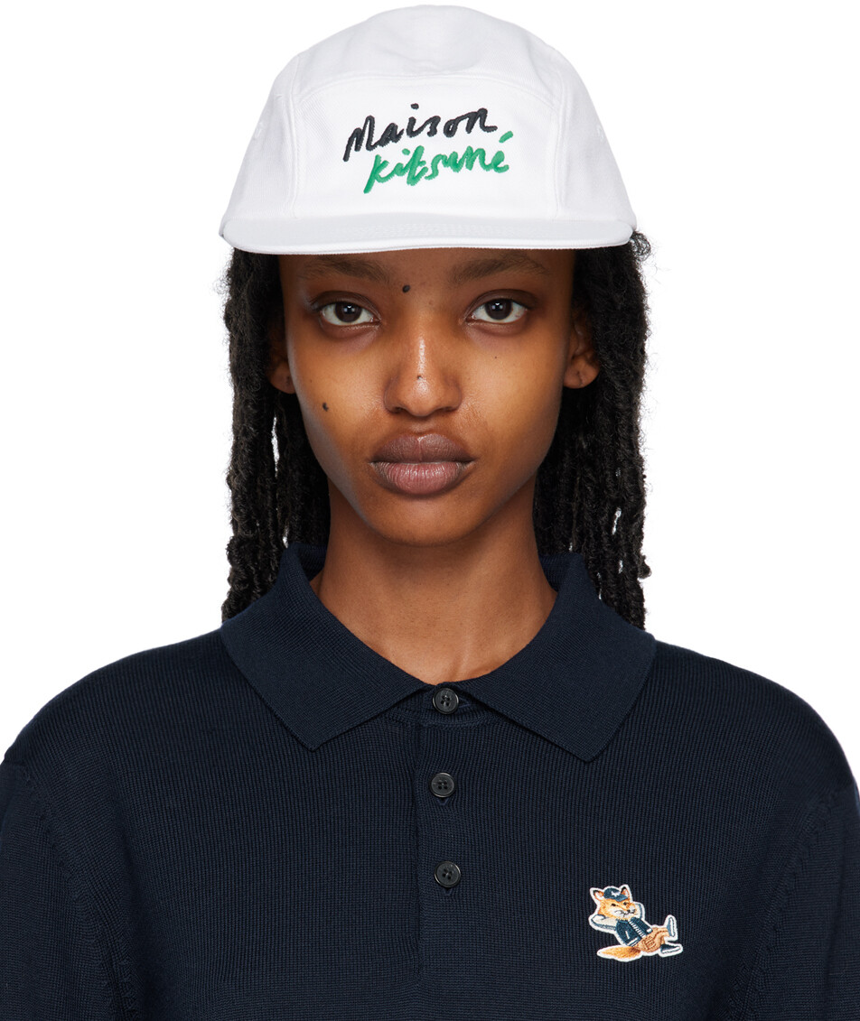 

Белая мини-кепка для рукописного ввода Maison Kitsune