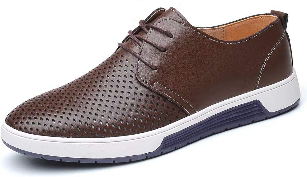 Мужские повседневные оксфорды konhill - дышащие туфли-лоферы на шнурках, плоские кроссовки, Lk Coffee — фото 2