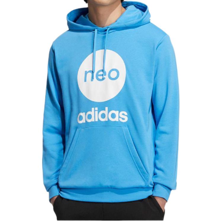 Худи adidas Neo Logo Casual Hoodie 'Blue', синий — фото 3