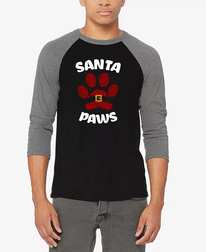 

Мужская футболка Santa Paws реглан с принтом в бейсбольном стиле La Pop Art, мультиколор