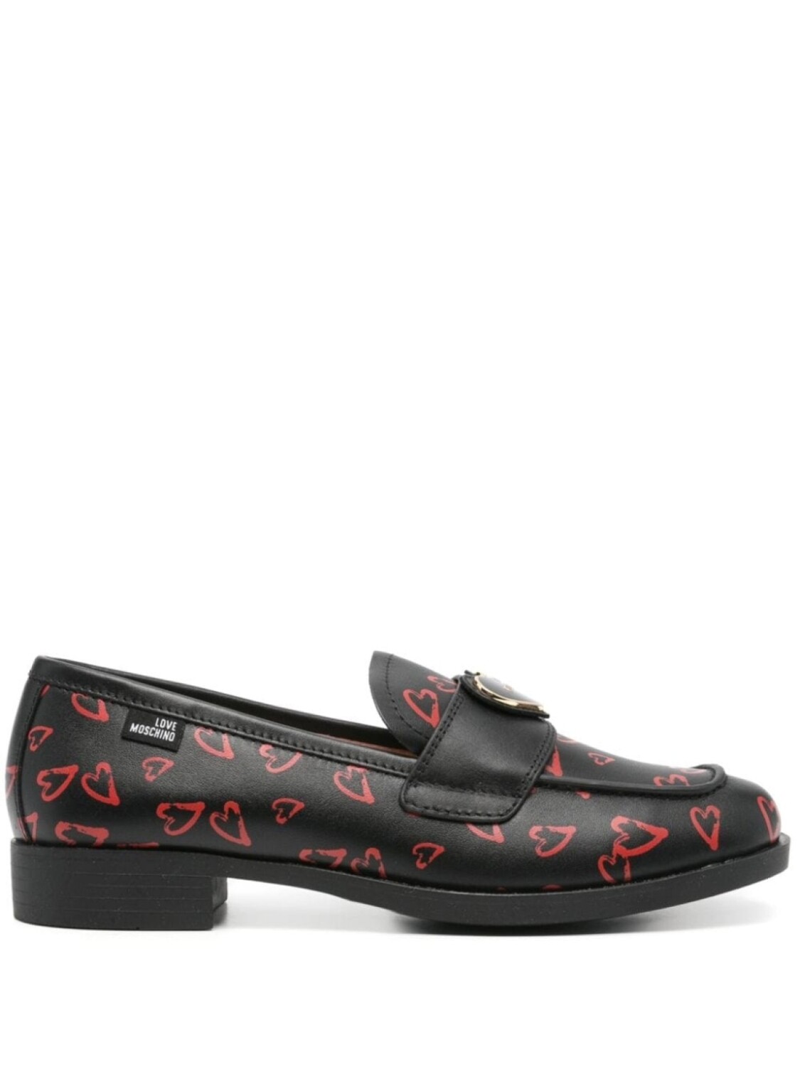 

Кожаные лоферы-аппликация с логотипом Love Moschino, черный