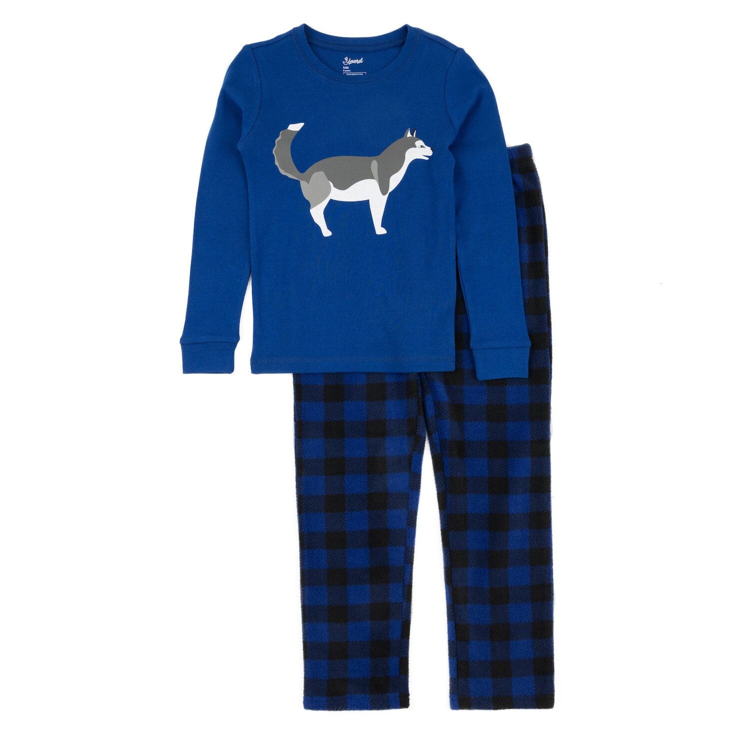 Хлопковый топ и флисовые штаны Leveret Kids Пижама Husky Leveret — фото 2