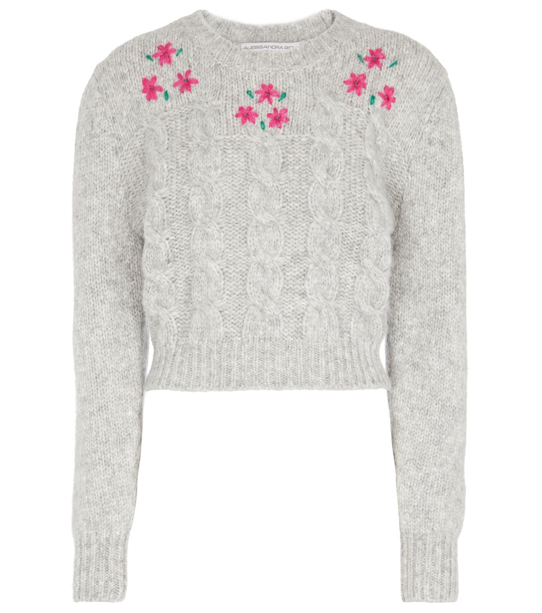 

Свитер косой вязки из смеси шерсти и альпаки Alessandra Rich, Light Grey