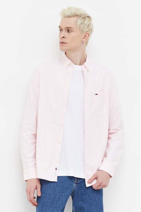 

Хлопковая рубашка Tommy Jeans, розовый
