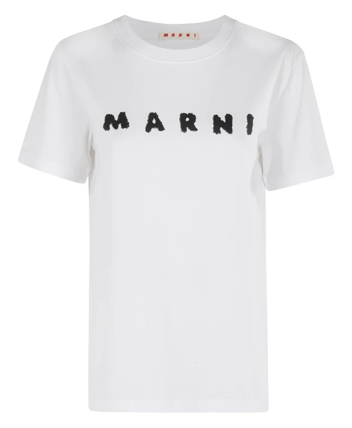 

Белая футболка с короткими рукавами и круглым вырезом. Marni, белый